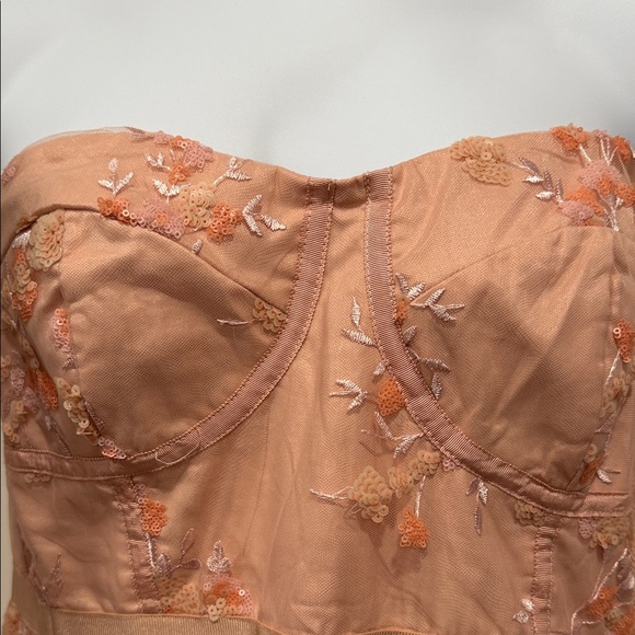 City Chic Strapless Floral Dress in Peach and Pink - Picture 6 of 8